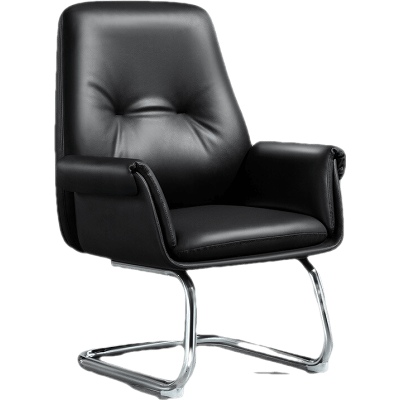 禧龙盛 北欧电脑椅舒适久坐升降椅子大班椅家用椅子办公椅皮质轻奢老板椅 商务黑-弓形脚