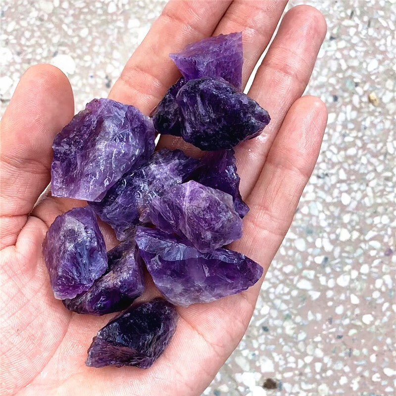 天然紫水晶原石夢(mèng)幻紫色原礦水晶碎石擺件礦石標(biāo)本能量石大塊毛料 100g 20mm-40mm