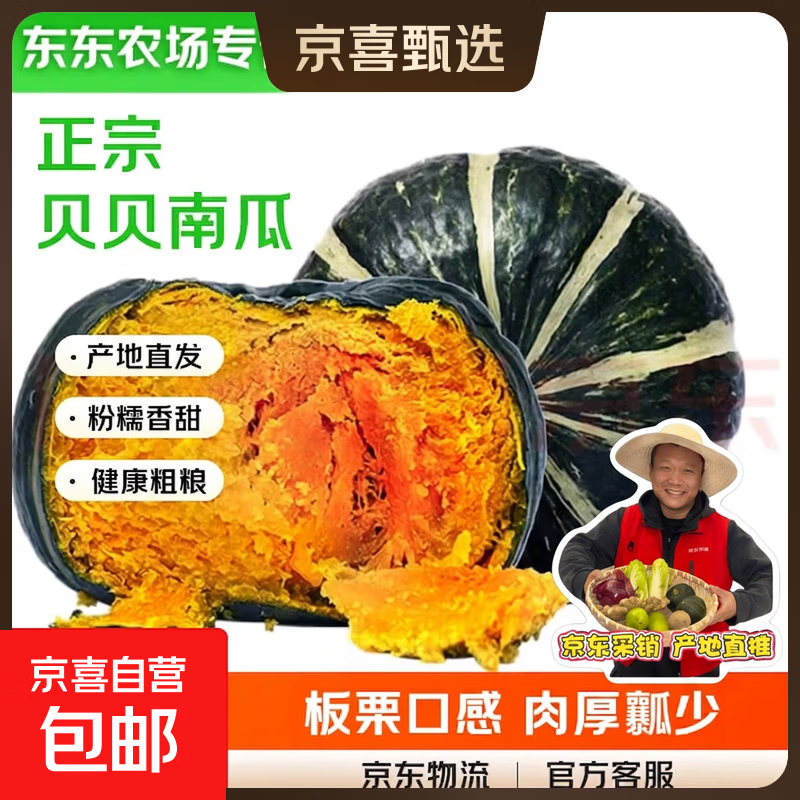 【东东农场专供】正宗贝贝南瓜板栗南瓜应季新鲜蔬菜甜糯南瓜 贝贝南瓜净重 1斤 粉糯香甜