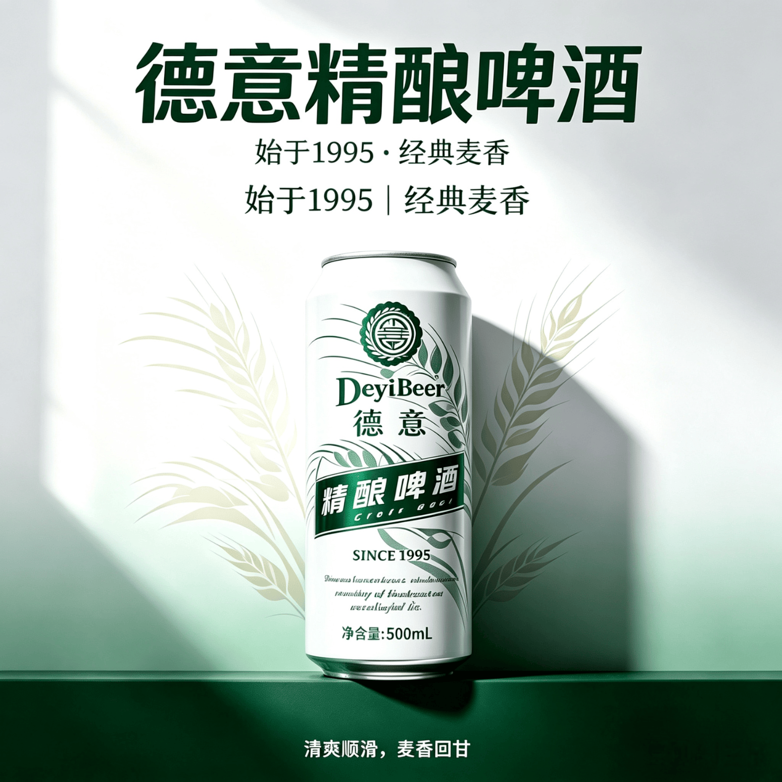 德意精酿全麦德式白啤清爽12°啤酒青岛特产原浆聚会口粮啤酒高端限定 德意德式小麦精酿啤酒 500mL 12罐 整箱装