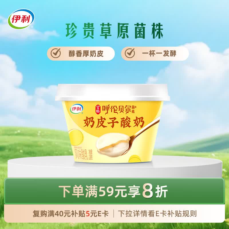 伊利宫酪 呼伦贝尔奶皮子酸奶 珍贵菌株 醇香厚奶皮风味酸乳 138g/杯