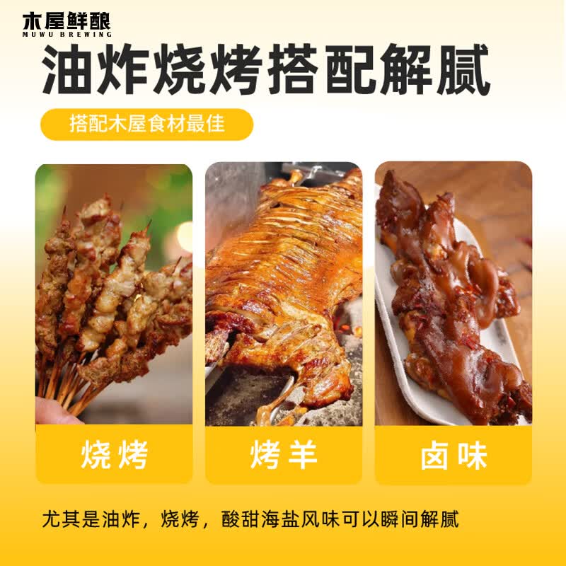 木屋烧烤鲜酿品鉴装啤酒6罐 古斯海盐德式小麦低度微醺解辣酒水 古斯海盐 252mL 6罐