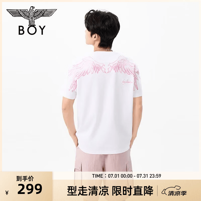 BOY LONDON【金翼凌云】夏季情侣款潮牌男女简约纯棉短袖T恤N01909 白色N01911 M