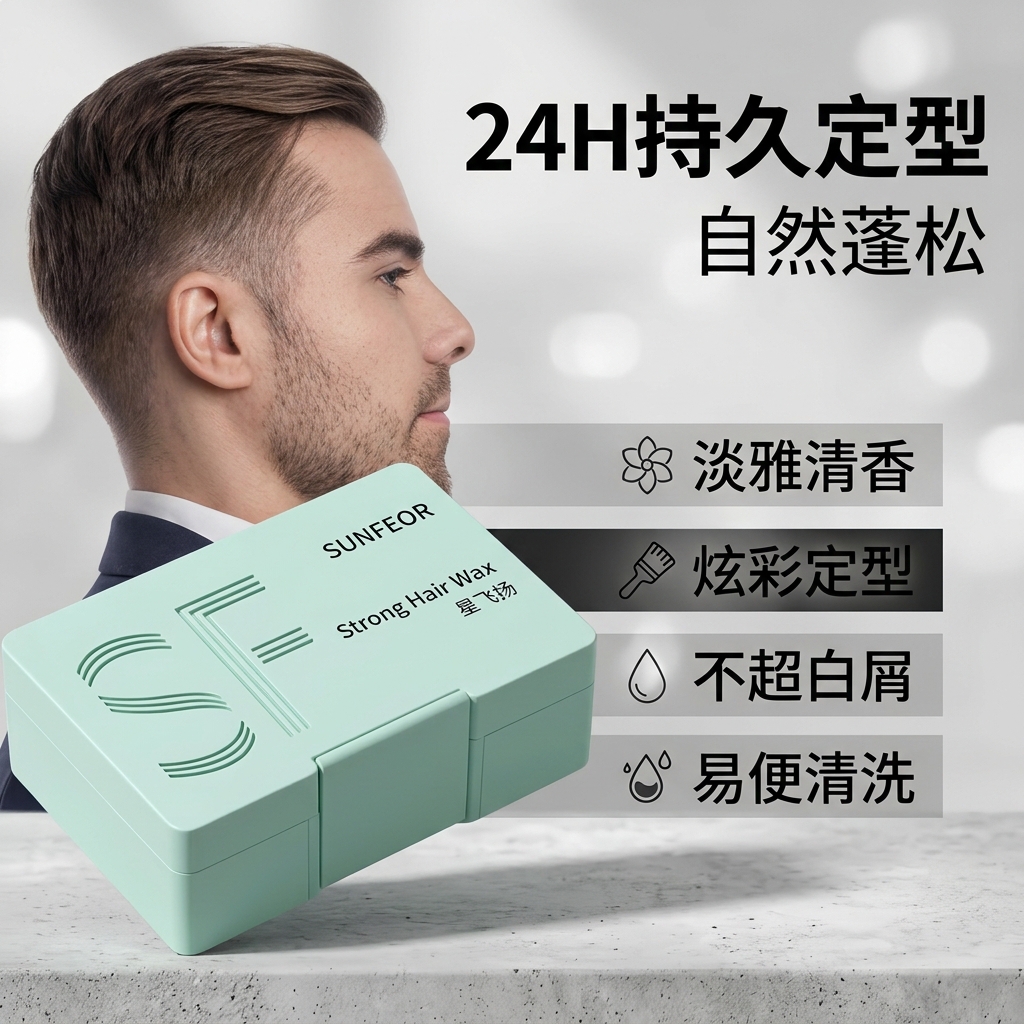 星飞扬（SUNFEOR）星飞扬沙龙蓬松羽感拉丝发蜡发泥定型轻羽光泽质感轻盈清香超持久 羽感拉丝强劲发蜡100g3盒