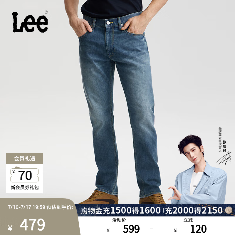 Lee【张凌赫代言】26春夏新品标准中腰726直筒牛仔裤蓝色男休闲 中蓝色 33