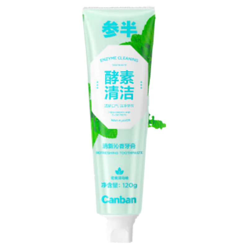 参半清新沁香牙膏 酵素净澈洁白益生菌呵护 劲爽薄荷味100g