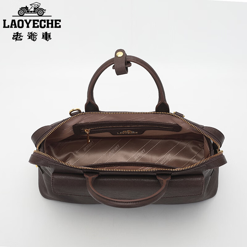 老爷车(LAOYECHE)2026新款真皮女包高级轻奢波士顿手提包大容量通勤时尚气质斜挎包 经典黑 限时送专柜礼盒礼袋