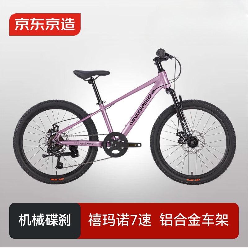 京东京造22英寸青少年儿童自行车 学生山地车7速禧玛诺暑假礼赠好物霞光紫