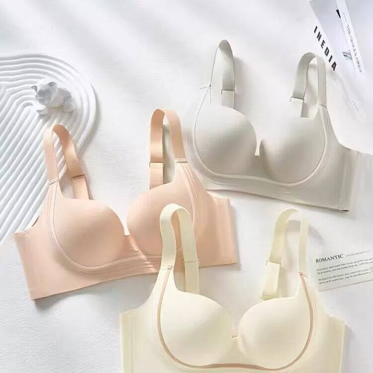 OEING内衣女大胸显小无痕夏季薄杯聚拢收副乳防下垂大码提拉无钢圈文胸 肤色-单件内衣 95B 42C