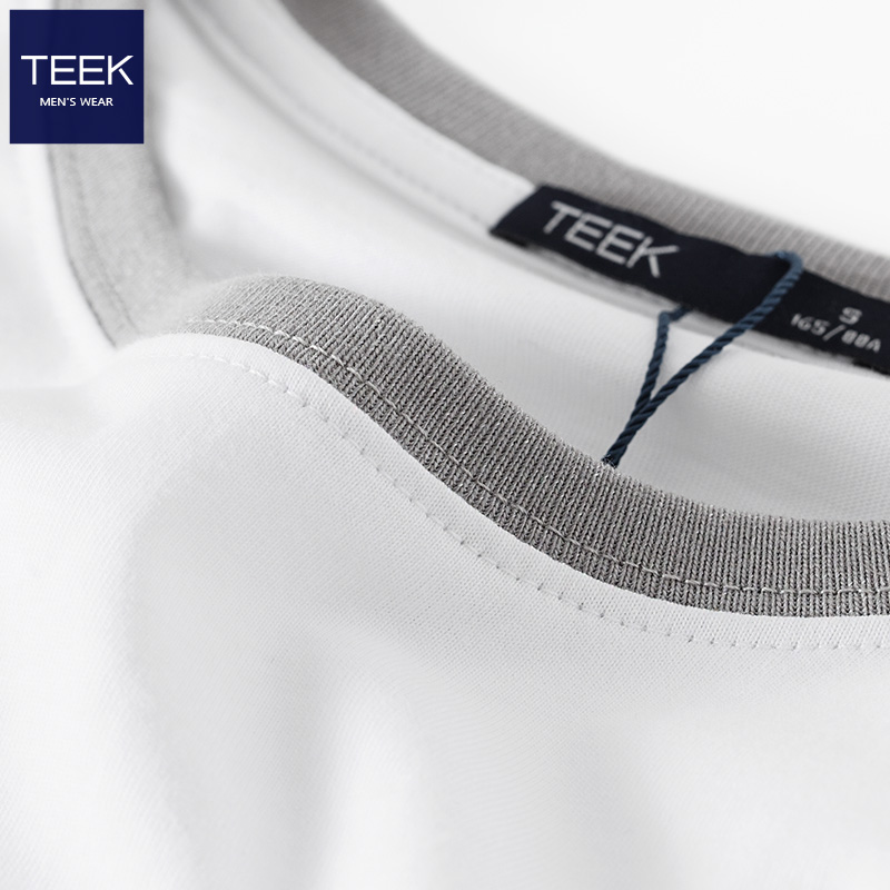 TEEK秋冬季长袖t恤男装上衣服 春秋款青年男士秋衣打底衫圆领休闲体恤 C352白色 L