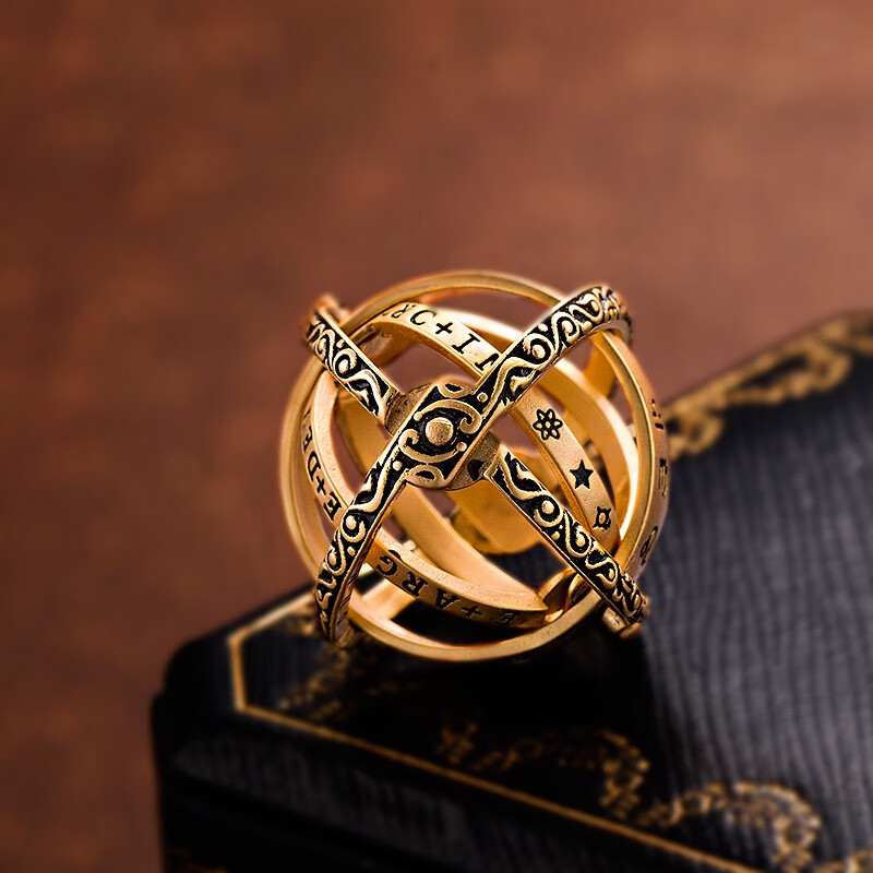 旭杉斯自由说天文球戒指男潮单身戒指个性复古可旋转浑天仪吊坠变成项