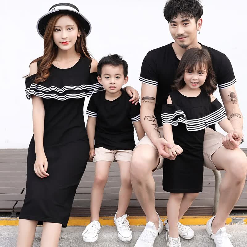 亲子装母女装连衣裙春夏新款女童夏季短袖时尚裙子蝶鹿 女童90（连衣裙）
