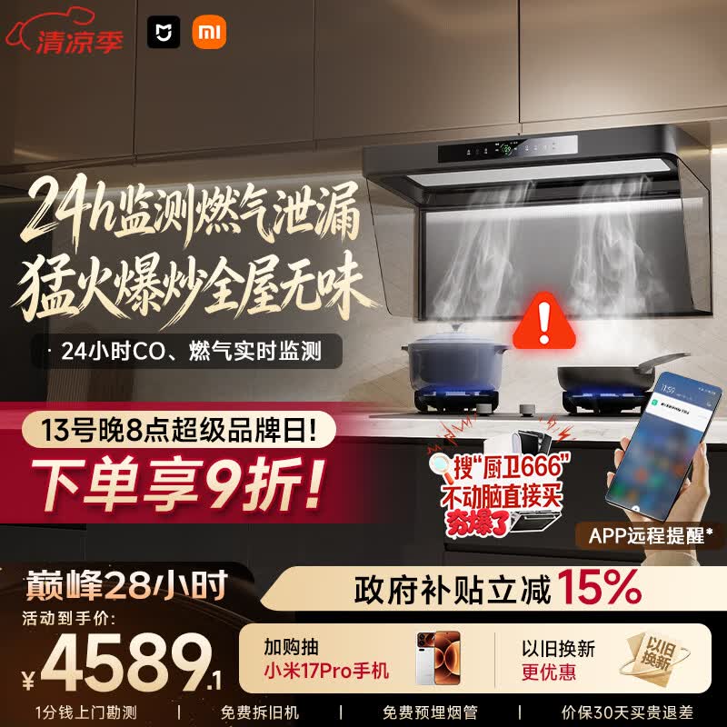 米家小米抽吸油烟机炉灶套装净烟机P2以旧换新上门安装家用大吸力 【高热效燃气灶套装】MJ06CY
