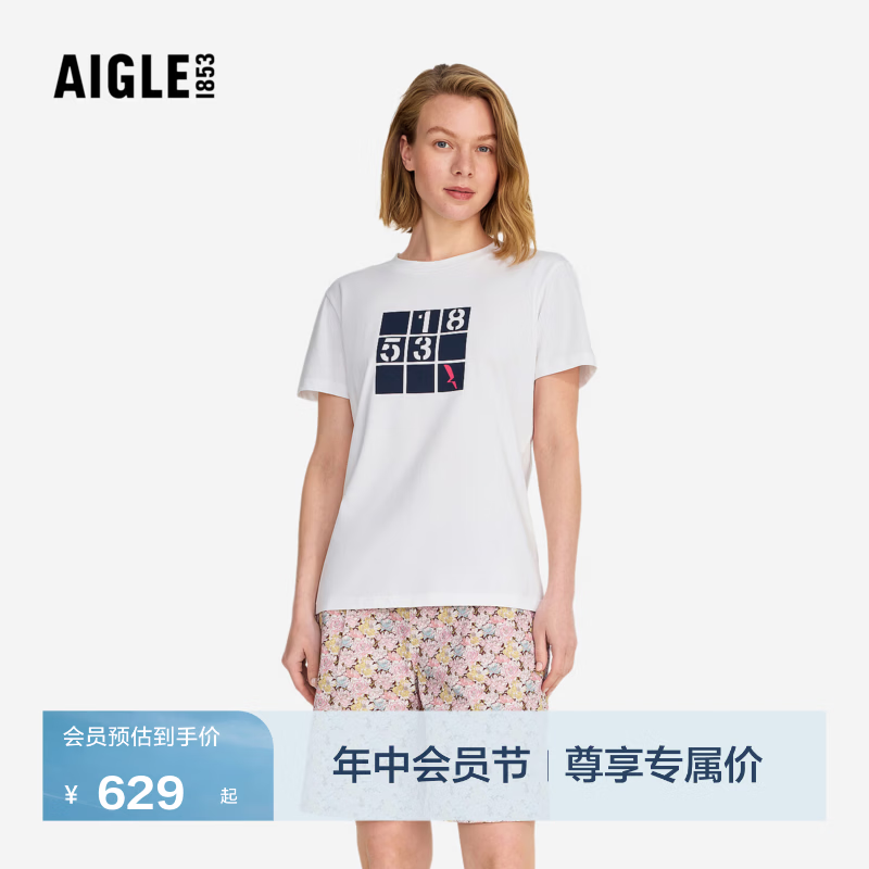 AIGLE【26年春夏新品】艾高女士T恤户外速干柔软亲肤短袖T恤BQ57 超亮白 BQ572 M (165/88A)