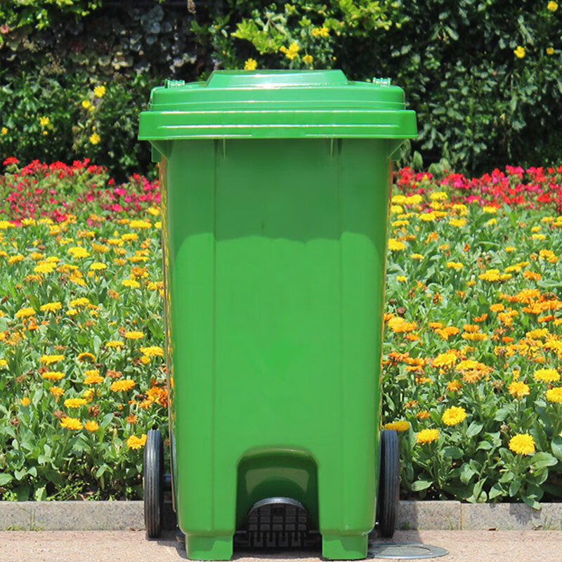 户外垃圾桶脚踏式 环卫垃圾箱可挂车带盖  240升 脚踏桶