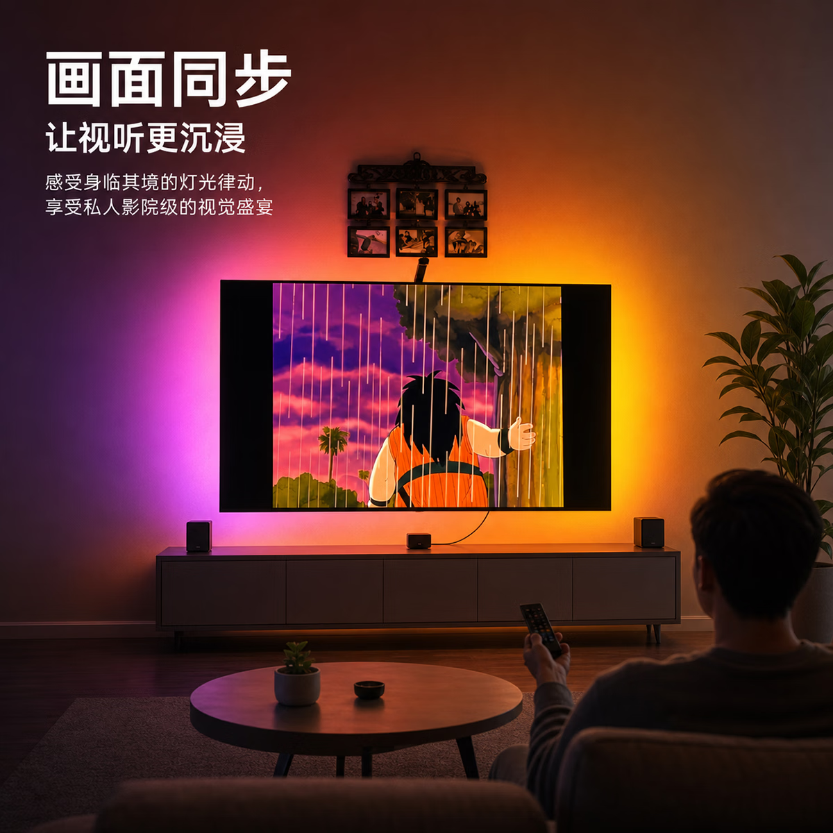 维亿曼游戏电视背景同步氛围灯带幻彩rgb同屏随屏神光同步机顶盒联动tv 适合55-65寸(USB款无需APP和机顶盒)