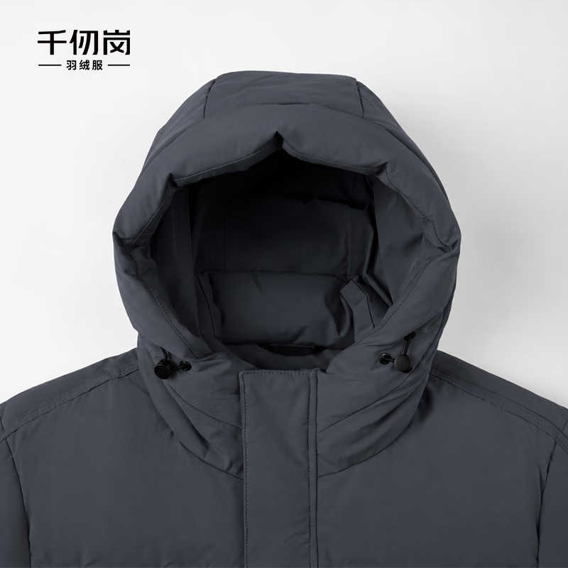 千仞岗秋冬季羽绒服男士长款立领连帽休闲百搭保暖防寒服商务通勤外套 暗影灰 4XL (190)