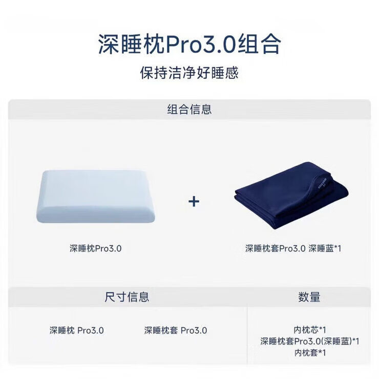 亚朵星球同款深睡枕Pro3.0枕头记忆枕枕芯护颈枕颈椎枕侧睡枕肩颈放松 深睡枕 Pro3.0+深睡蓝枕套 12cm 【高】42*70