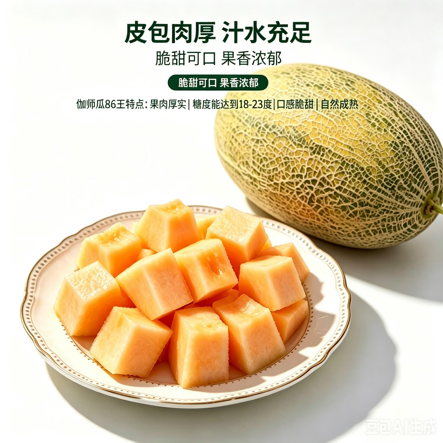 新疆伽师县八六王伽师瓜 产地现摘现发脆甜网纹甜瓜当季新鲜水果 13-16斤顺丰发货