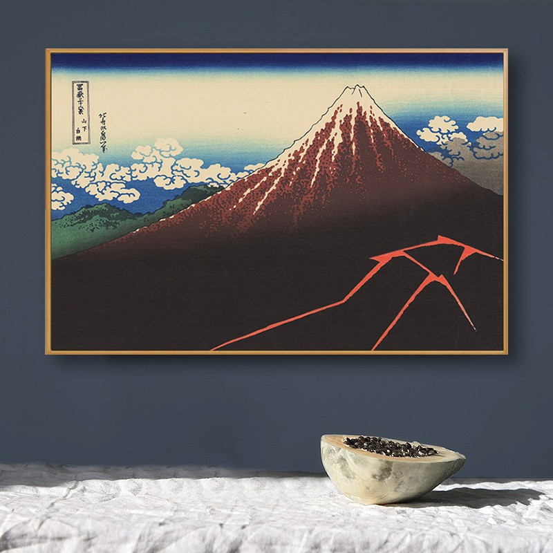 北斋富岳三十六景山下白雨浮世绘挂画玄关餐厅书房沙发背景墙日式壁画