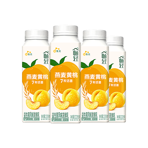 伊利畅轻低温酸奶燕麦黄桃口味酸牛奶228g*4 风味发酵乳