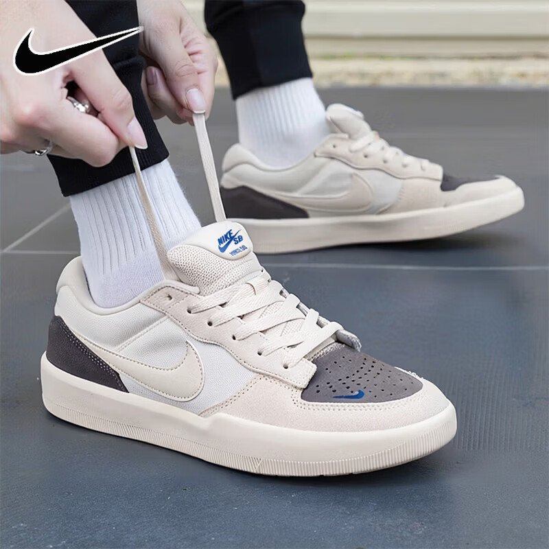 耐克（NIKE）SB FORCE 58滑板鞋男鞋2026夏季新款运动鞋低帮休闲鞋板鞋 偏小一码IQ8398-001幻影灰白/浅土褐/铅笔尖/旧皇家蓝 42