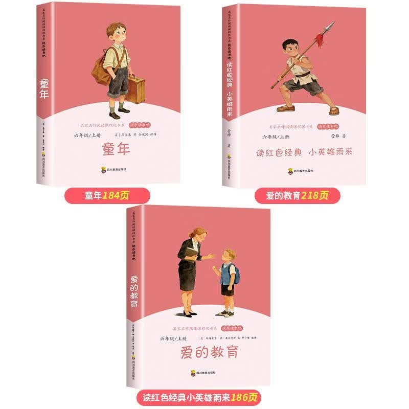 六年级上册快乐读书吧【当当正版包邮】童年+爱的教育+小英雄雨来 配套人教版课外阅读 快乐读书吧六年级上册童年小英雄雨来爱的教育同步人教版课本正版 3册【读书吧】童年+爱的教育+英雄雨来 (赠考点)