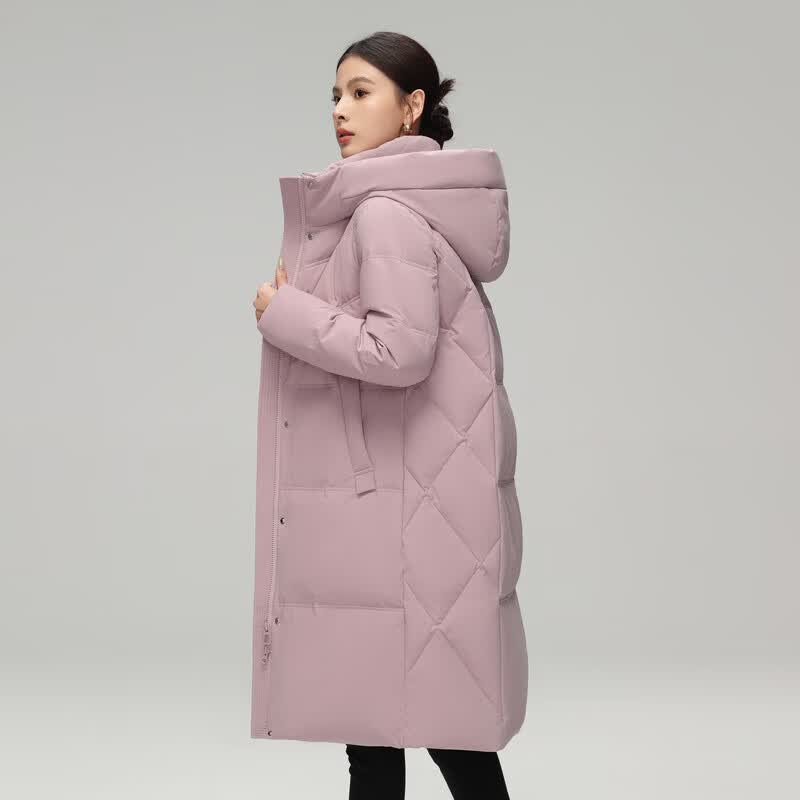 雪中飞【清仓】羽绒服女百搭情侣羽绒服舒适连帽女士中长款羽绒服鸭绒 香芋紫|6022-3994F XS 160/84A