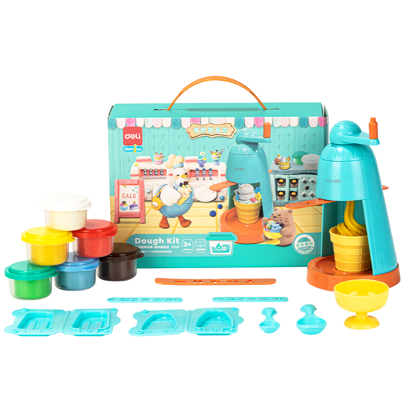 得力(deli)彩泥机冰淇淋机 彩泥橡皮泥超轻粘土黏土玩具美术手工DIY套装含工具儿童生日幼儿园开学礼物