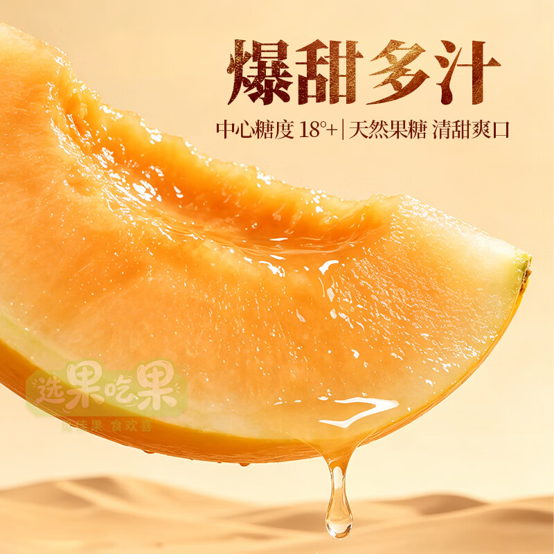 选果吃果【现摘蜜瓜】爆甜正宗民勤蜜瓜甘肃民勤甜瓜当季新鲜香瓜包邮 自然栽植民勤蜜瓜【带箱8-9斤3颗礼盒装】皮薄肉厚 单果1000g-1750g