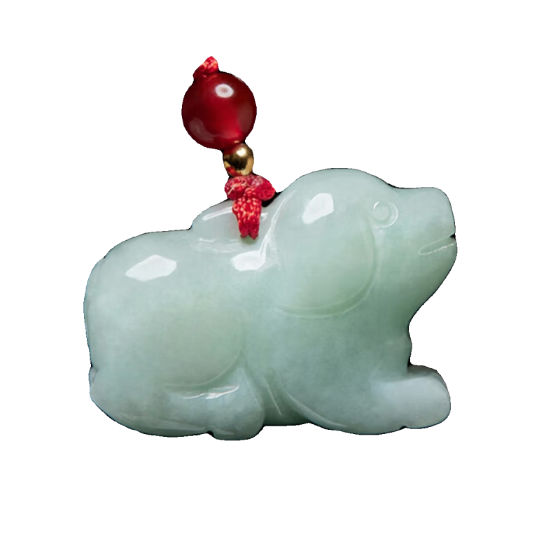 石俞记翡翠生肖钥匙扣天然玉石手机链 翡翠生肖猪