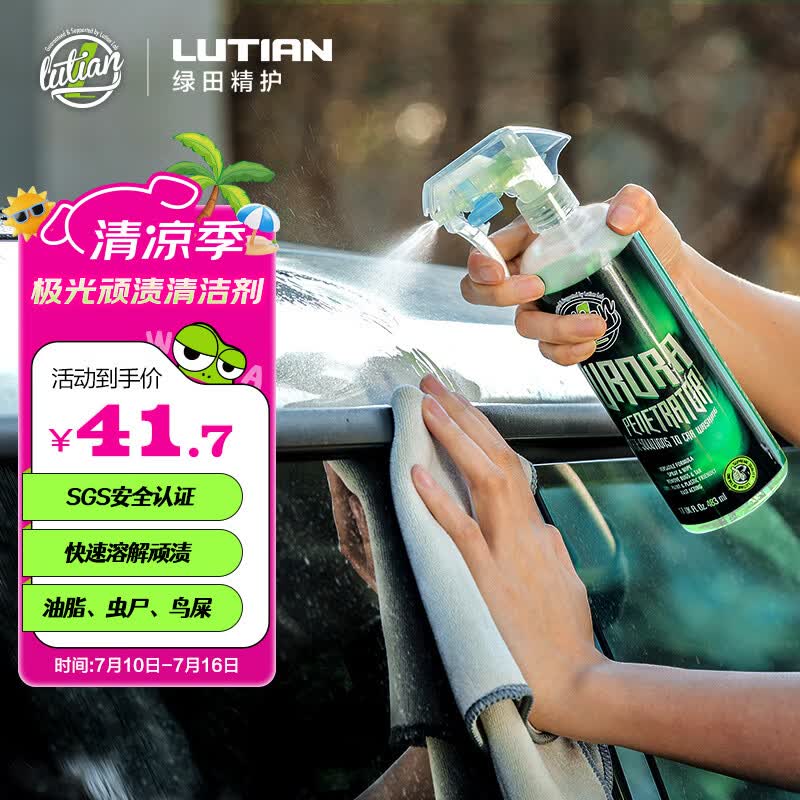 绿田（LUTIAN）虫胶虫尸树胶鸟粪顽固污渍去除剂漆面强力去污清洗剂极光483ml