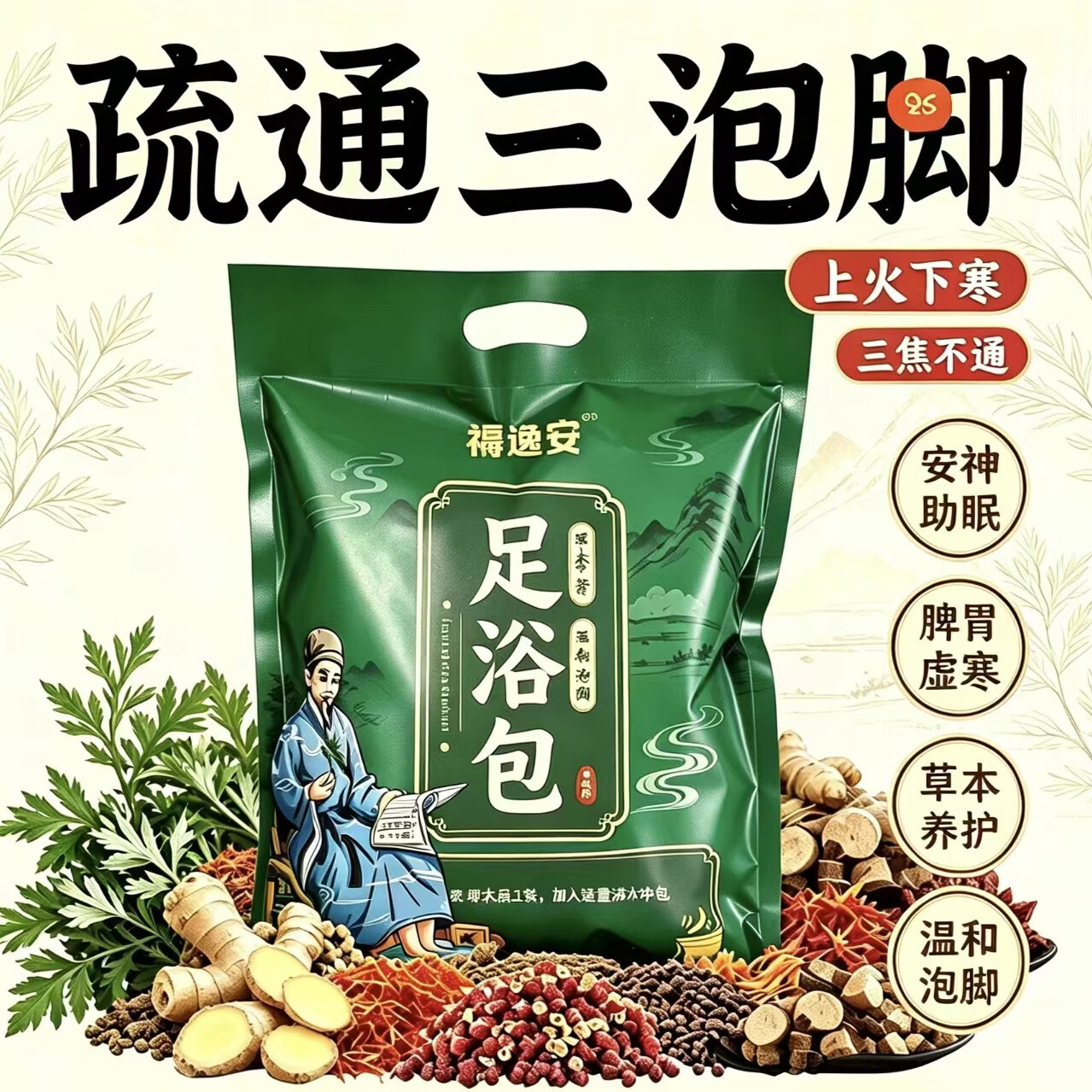 草本褥逸安草本精华研磨成粉泡脚包大足量驱寒排湿,健脾固本舒筋活血
