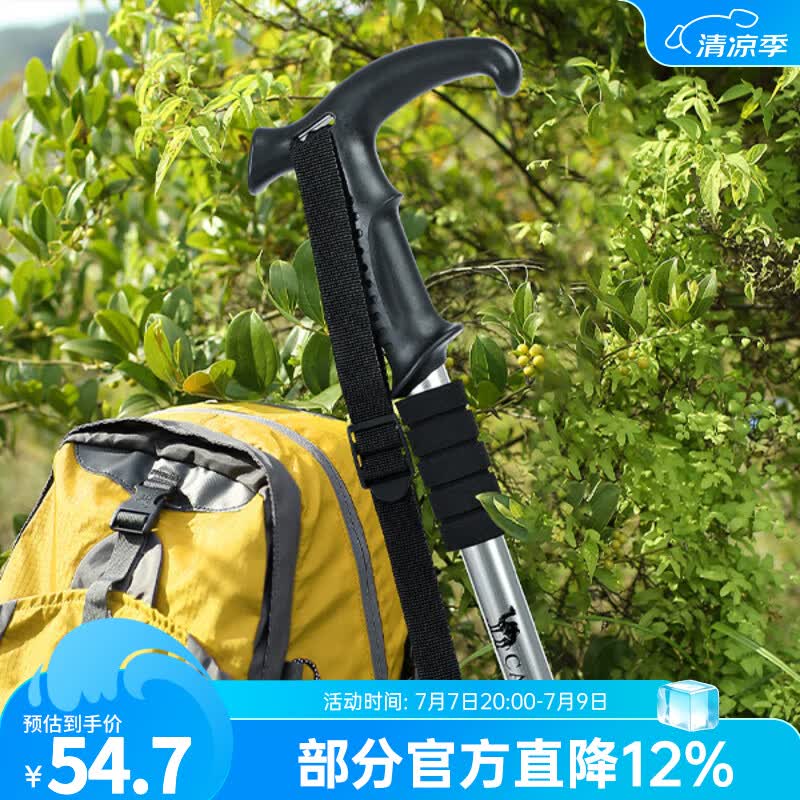 骆驼（CAMEL）登山杖手杖户外徒步爬山轻便携伸缩多功能登山装备铝合金拐杖 2SA7D42-1D银色，铝合金-T型柄 默认1
