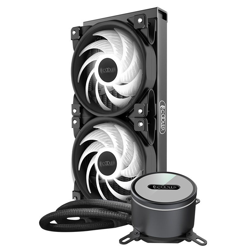 超频三（PCCOOLER）凌镜GI-CX240 ARGB CPU水冷散热器 (支持sTRX4/2066/5VRGB主板神光同步/全面屏水冷头）