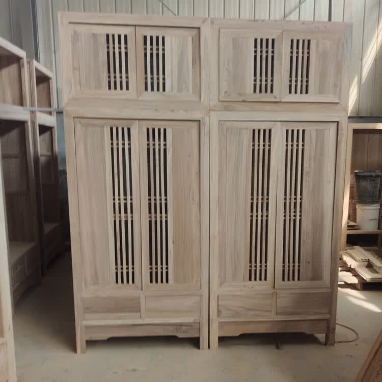 芝易榆木衣柜纯实木顶箱柜储物柜新中式顶箱柜老榆木简约现代卧室家具