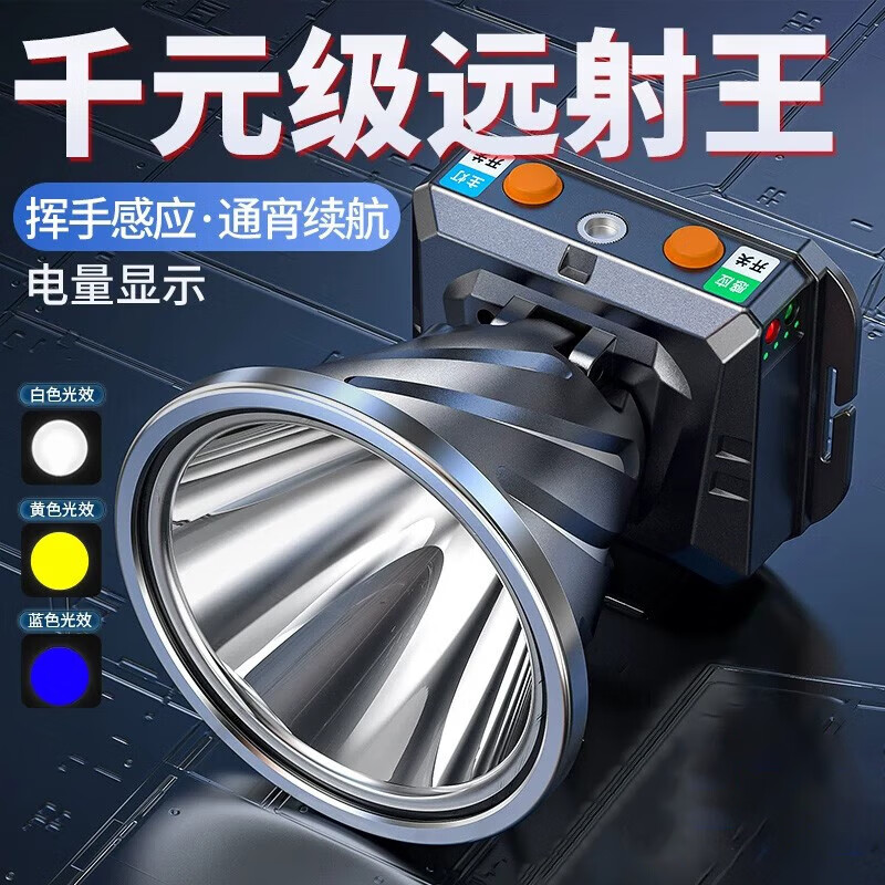 微笑鲨感应强光头灯充电超亮户外远射头戴式感应照明大光斑超长续航 M10灯珠【续航6-8H】