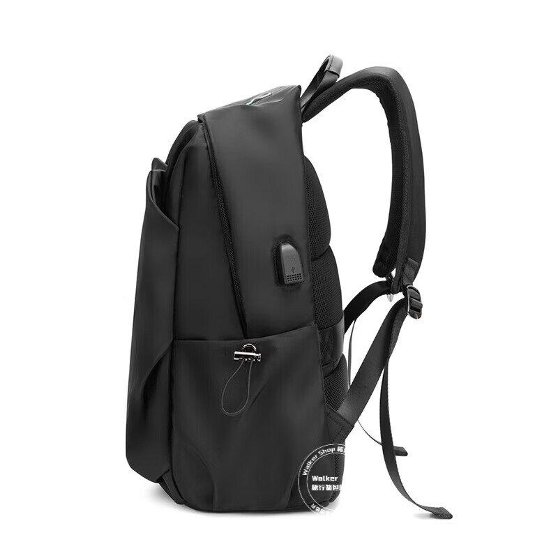 Walker Shop【品牌精选】双肩包男商务轻便旅行书包商务电脑大容量背包男士 黑色升级款【礼盒装/京仓发货/次日达】 30*18*45cm