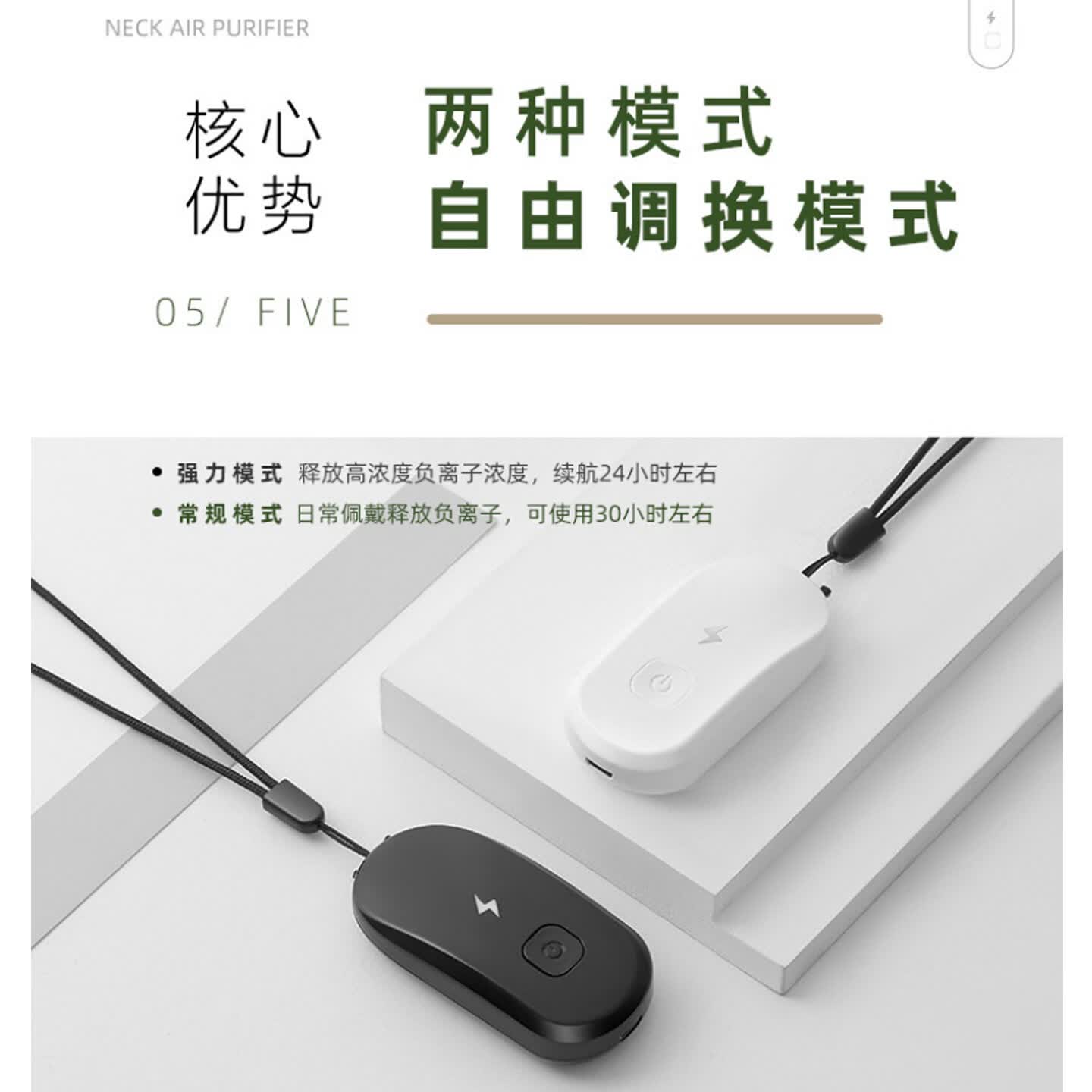 挂脖空气净化器孕妇防二手烟神器负离子小型随身吸烟室内除烟味排 炫酷黑 1.5亿负离子除烟