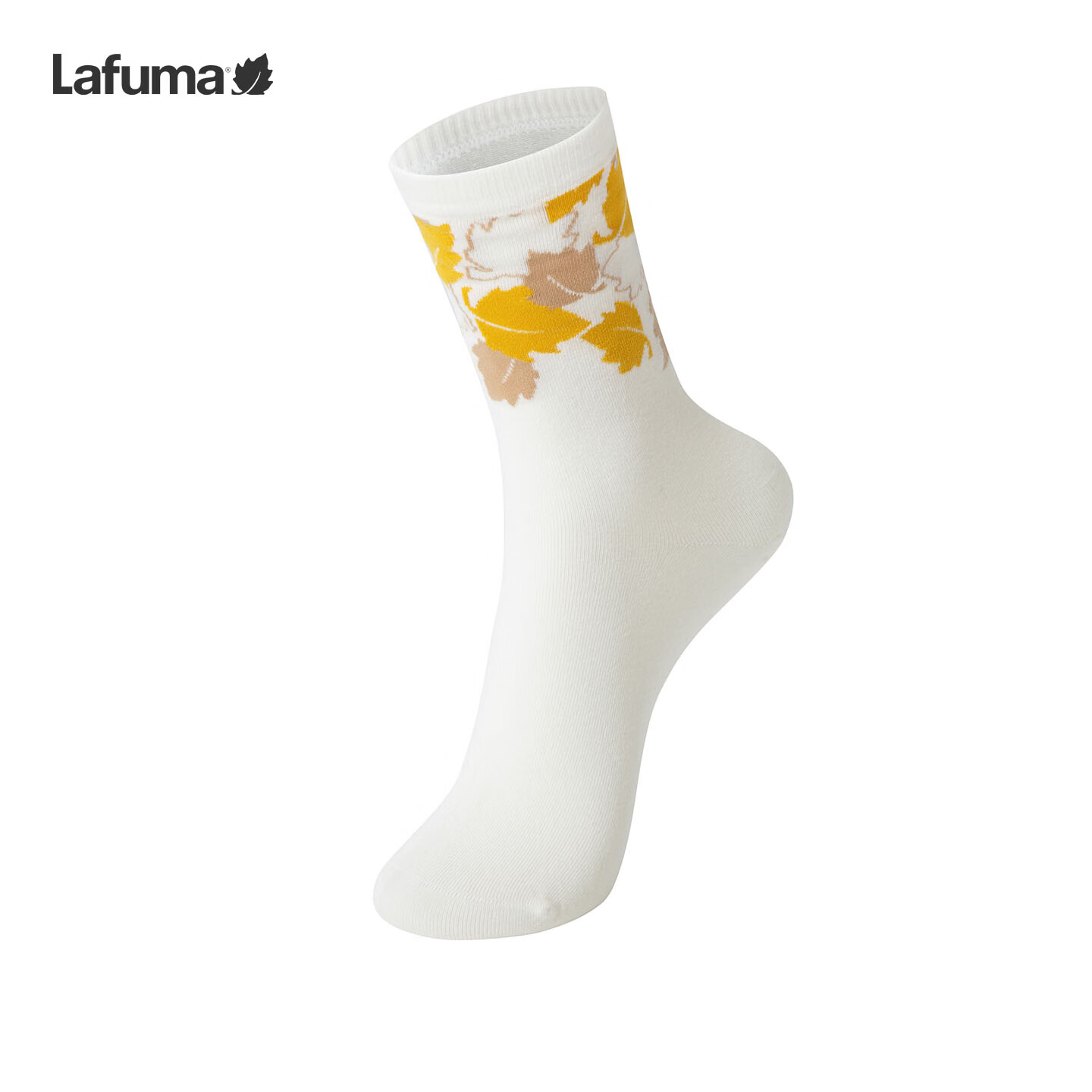 LAFUMA乐飞叶户外卡通叶子印花中筒袜女士 POLYGIENE抗菌袜子LESS6CS05 本白CR 22-24cm