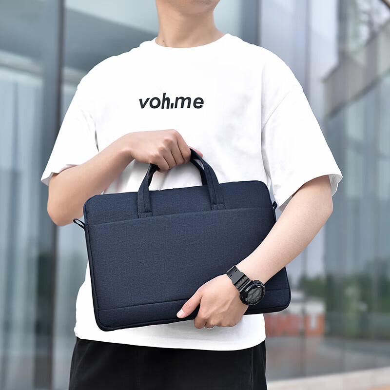 【甄选厂家】新款时尚笔记本电脑包手提包男女商务公文包单肩包斜 小号深蓝色