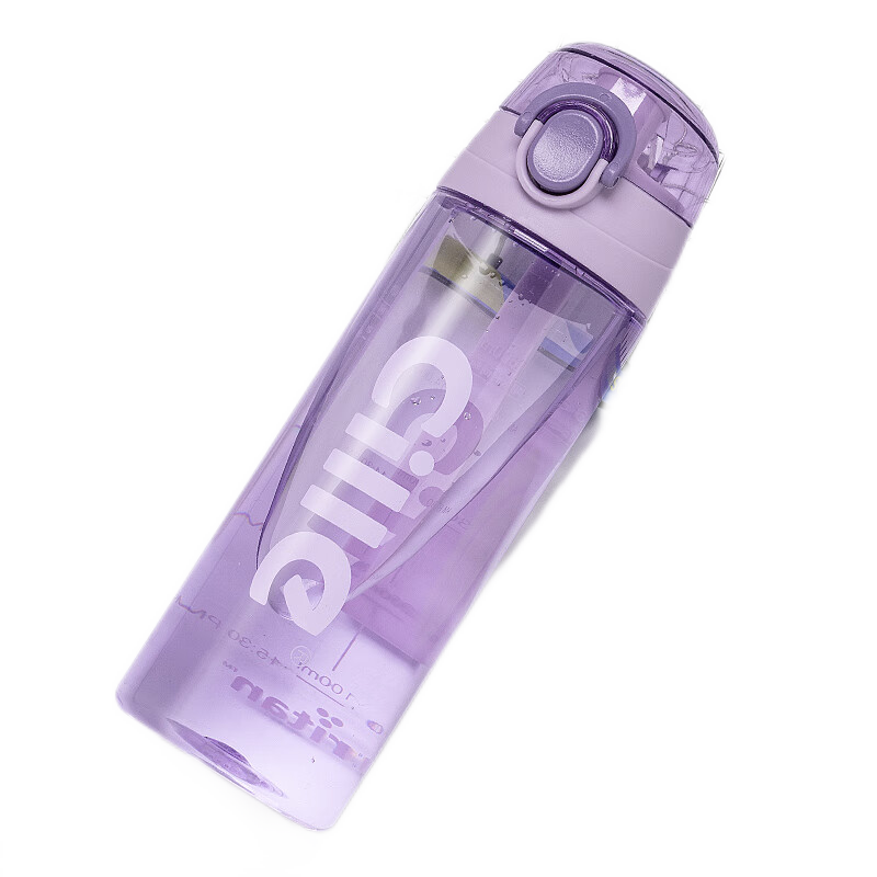 希乐（cille）塑料水杯tritan男女大容量户外运动健身随手杯子600ml紫XL-2217