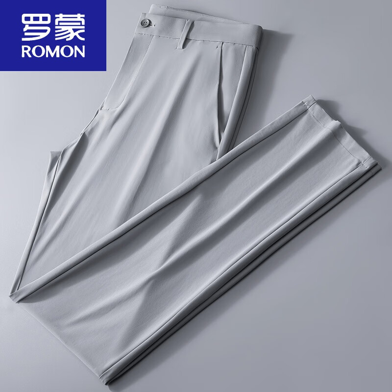 罗蒙(romon)冰丝垂感裤子高弹力男裤牛奶丝滑休闲裤夏季薄款清凉透气