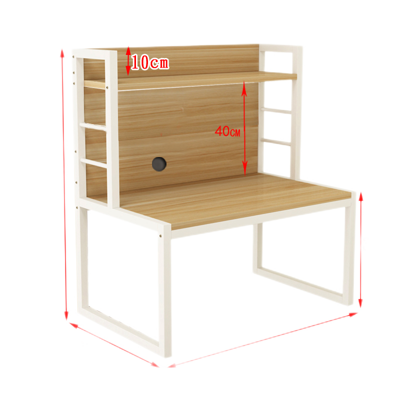 床上书桌电脑桌懒人桌床上桌宿舍桌大学生床头桌带书架上铺下铺写字桌学习桌子简易床桌笔记本电脑桌 白架+柚木色