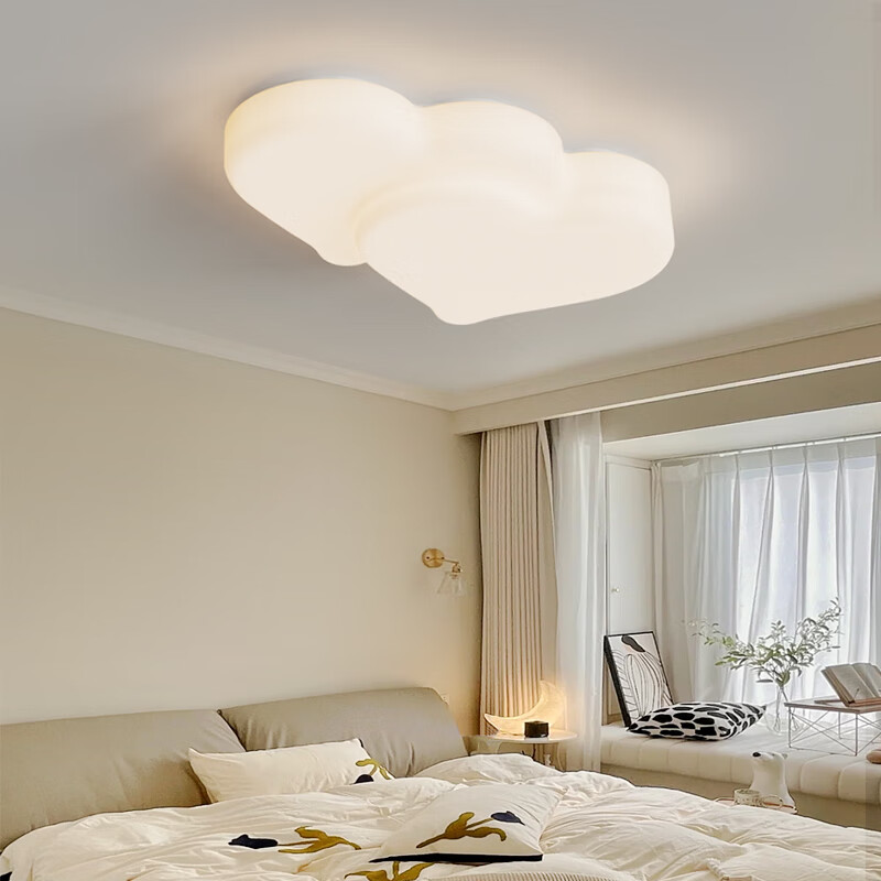 莱琪房间心型灯具卧室灯奶油风温馨创意现代简约主卧房间吸顶灯 YH87119+56.5CM+42W 三色光