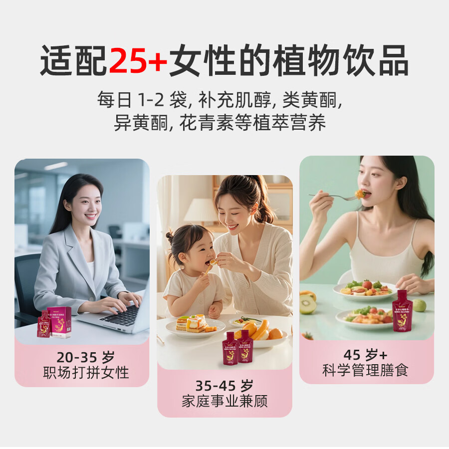 EVICORE红参石榴精粹饮 女性肌醇异黄酮卵巢保养调经补气血雌激素平衡 囤货装 30ml*20袋 /2盒（角豆风味）