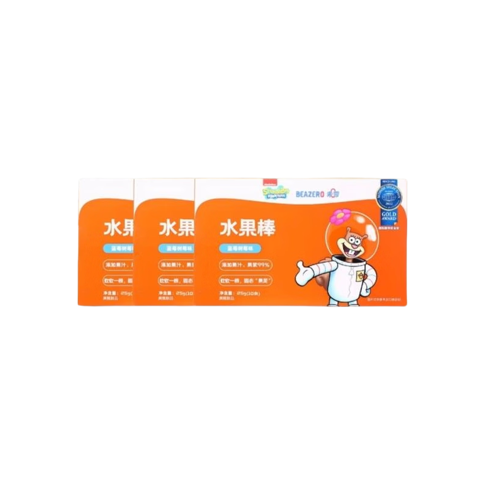 未零海绵宝宝水果棒（蓝莓树莓味）25g*3盒99%水果添加【临期清仓】