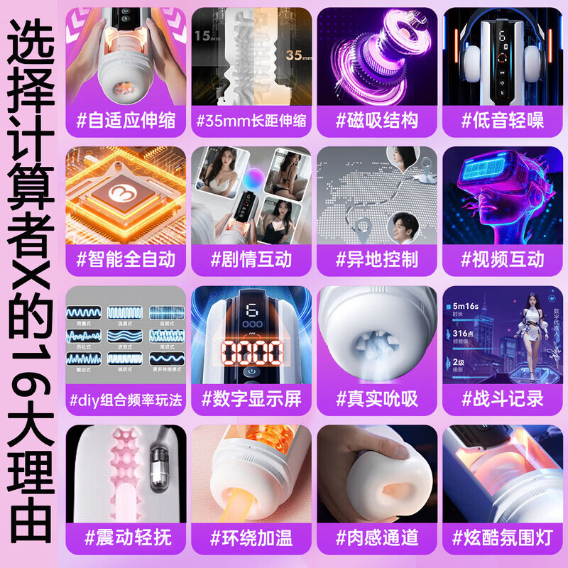 谜姬飞机杯男用全自动男性自慰器情趣成人用品男人专用斐济圣杯最新款 计算者XAPP遥控伸缩震动1:1生理阴道还原男生玩具