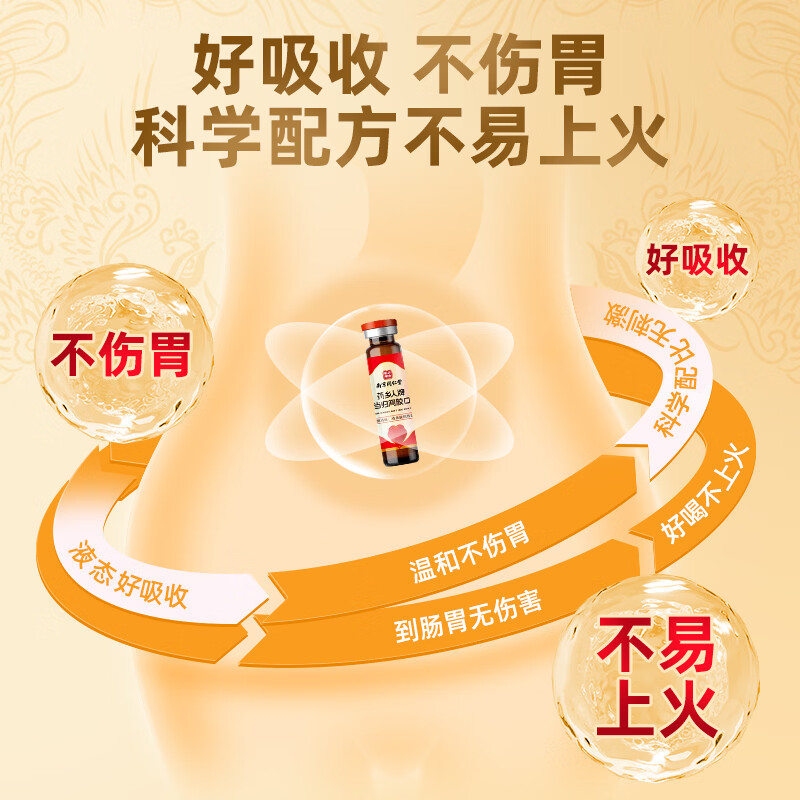 南京同仁堂阿胶补气血口服液 补气血女补气养血 补铁补血补气血女性滋补品 【中秋礼品礼盒】 90支*1盒