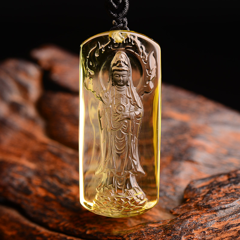 慈灵阁黄水晶本命佛吊坠男士项链菩萨生肖本命佛大日如来